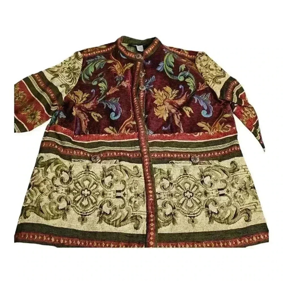 Sag Harbor 90s Tapestry Jacket Blazer Art to Wear Brocade Boho Artsy Women's 16 - Picture 2 of 4